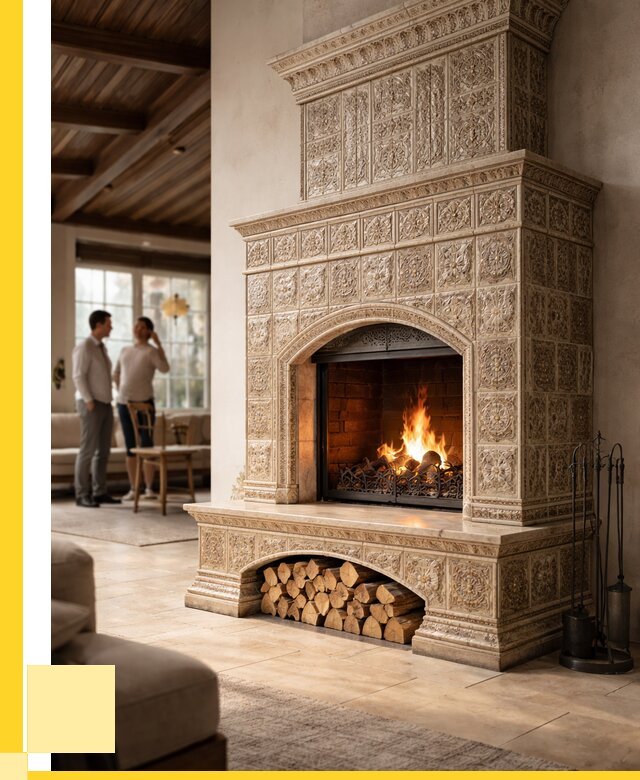 Купить изразцовый камин в Юбилейном от 257575 р. | ЭриданЮбл