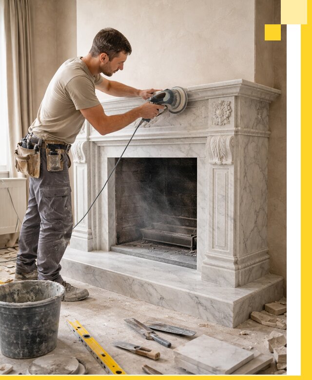 Изготовление и установка мраморных каминов в Юбилейном под ключ