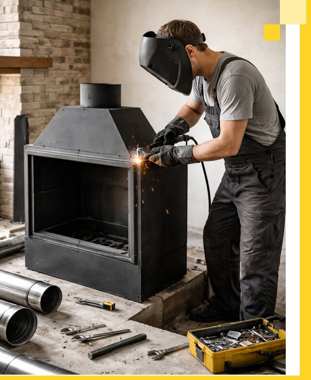 Продажа и установка металлических каминов в Юбилейном под ключ