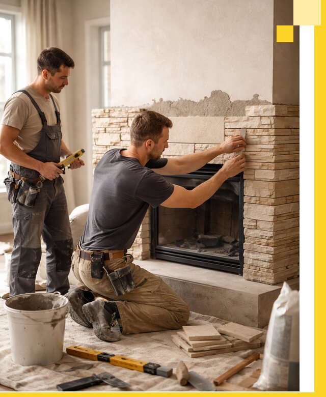 Установка и монтаж каминов для загородного дома в Юбилейном