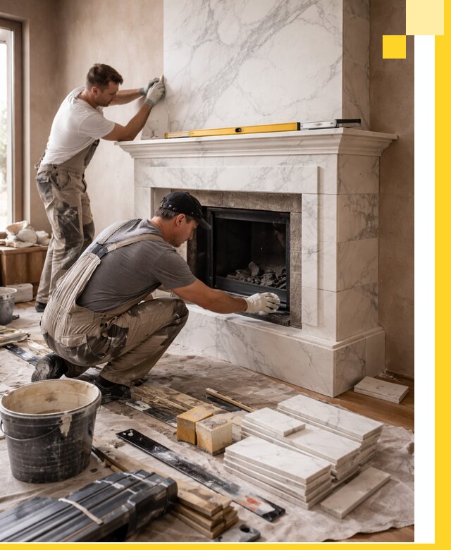 Отделка каминов в Юбилейном качественные облицовочные работы