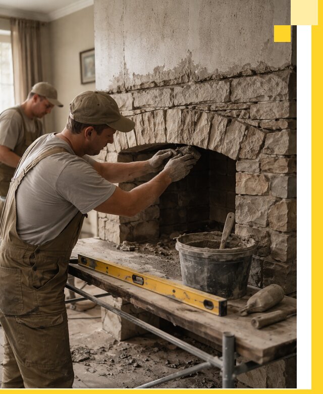 Изготовление каминов под ключ в Юбилейном, монтаж и отделка