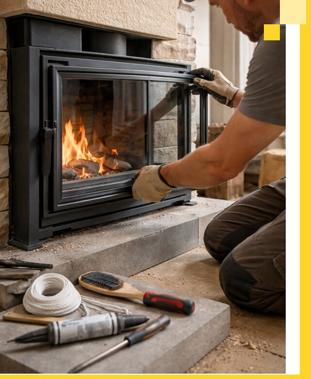 Производство, монтаж и доставка каминов со стеклом в Юбилейном