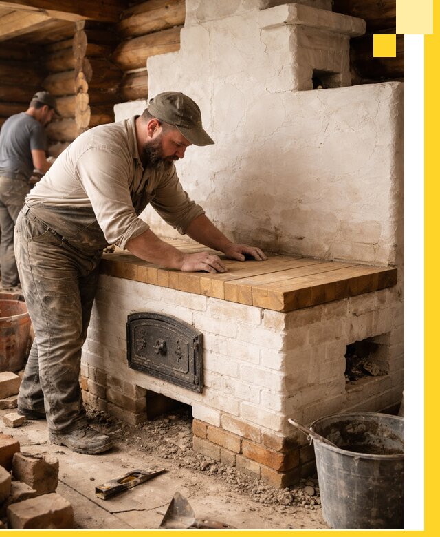 Проектирование и установка русской печи с лежанкой в Юбилейном