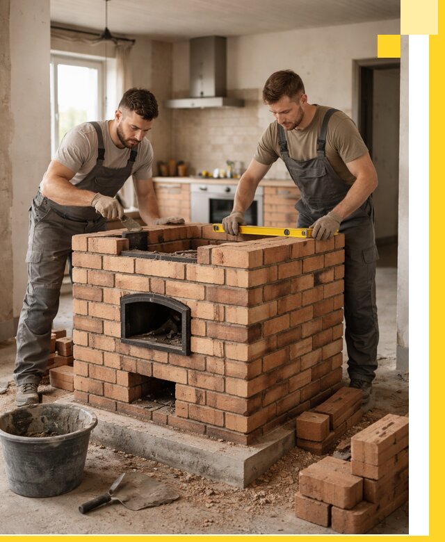 Установка и монтаж печей в частном доме в Юбилейном под ключ