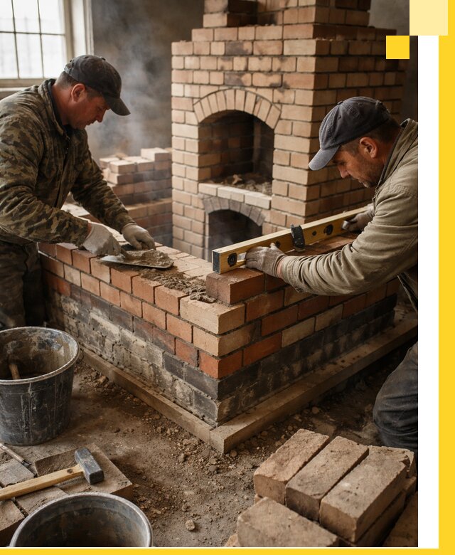 Изготовление и монтаж печей и каминов из кирпича в Юбилейном