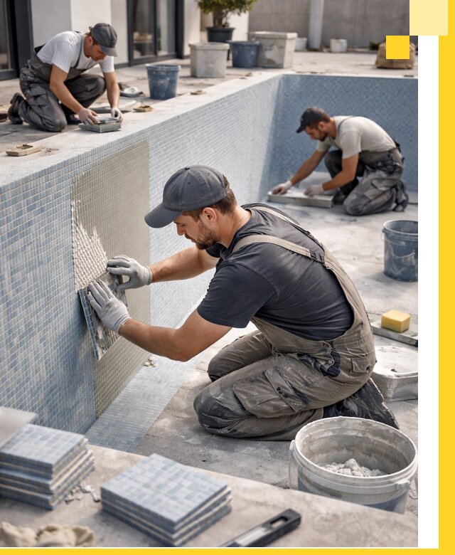 Облицовка бассейнов в Юбилейном плитка мозаика гидроизоляция