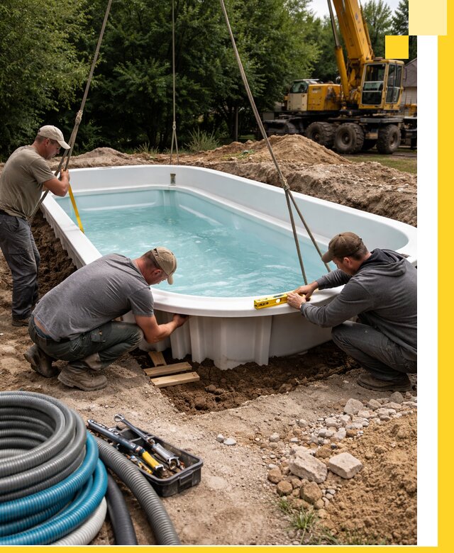 Установка и монтаж композитных бассейнов под ключ в Юбилейном