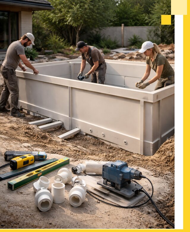 Установка полипропиленовых бассейнов под ключ в Юбилейном