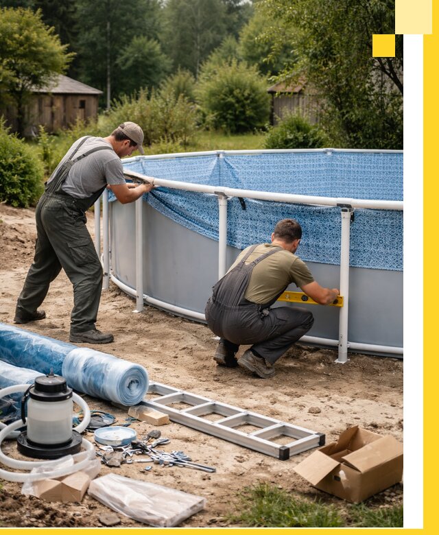 Установка и монтаж каркасных бассейнов в Юбилейном под ключ