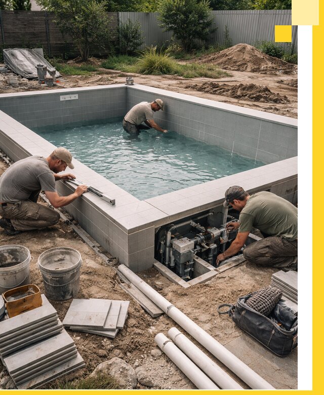 Строительство и монтаж бассейнов для дачи под ключ в Юбилейном