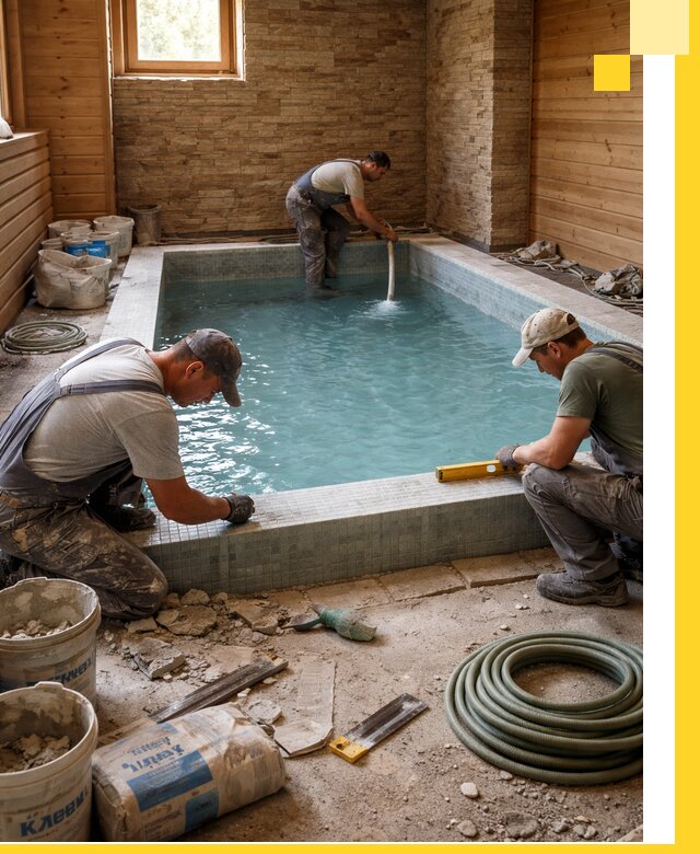 Проектирование и строительство бассейнов для бани в Юбилейном