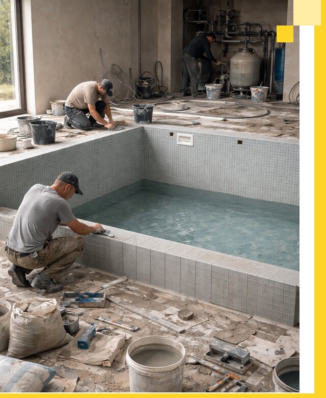 Строительство и монтаж бассейнов в помещении в Юбилейном