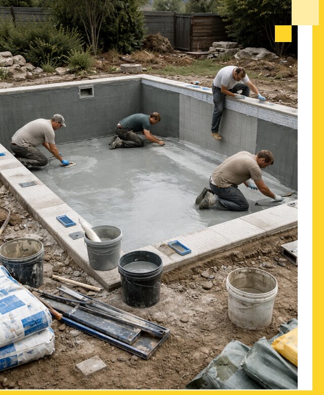 Изготовление и монтаж чаши бассейна под ключ в Юбилейном