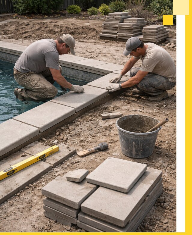 Установка и изготовление копингового камня для бассейнов в Юбилейном
