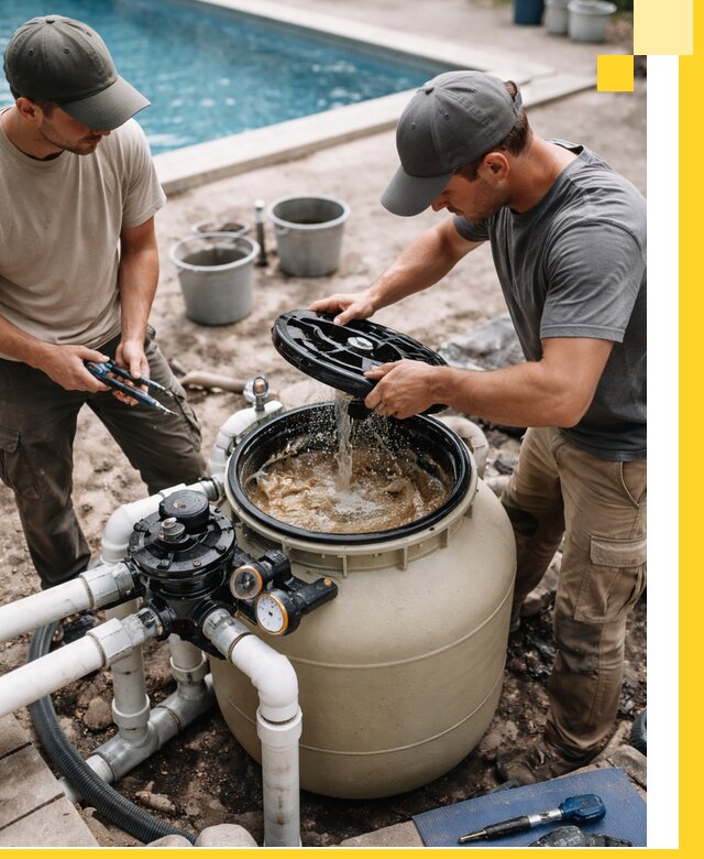 Установка и обслуживание песочных фильтров для бассейнов в Юбилейном