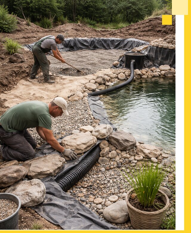 Строительство природных бассейнов и озер в Юбилейном под ключ