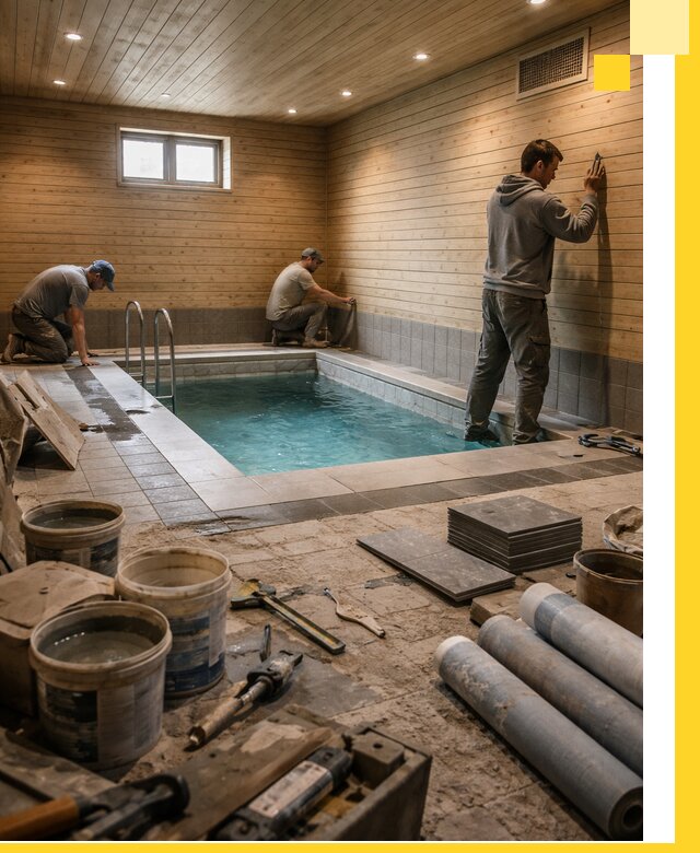 Строительство бани с бассейном и сауной под ключ в Юбилейном