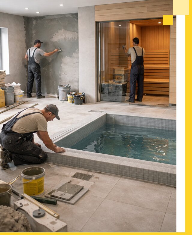 Проектирование и строительство сауны с бассейном в Юбилейном