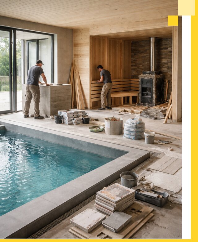 Проектирование и строительство бань с бассейном в Юбилейном