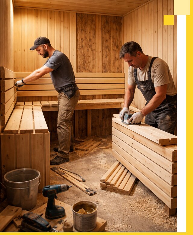 Профессиональный комплексный ремонт саун под ключ в Юбилейном