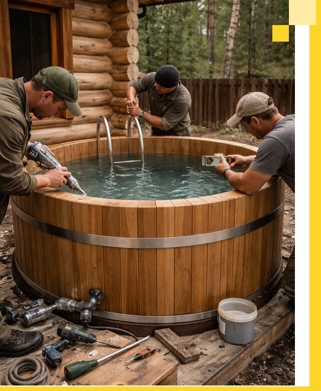 Строительство бань с купелью под ключ и отделкой в Юбилейном