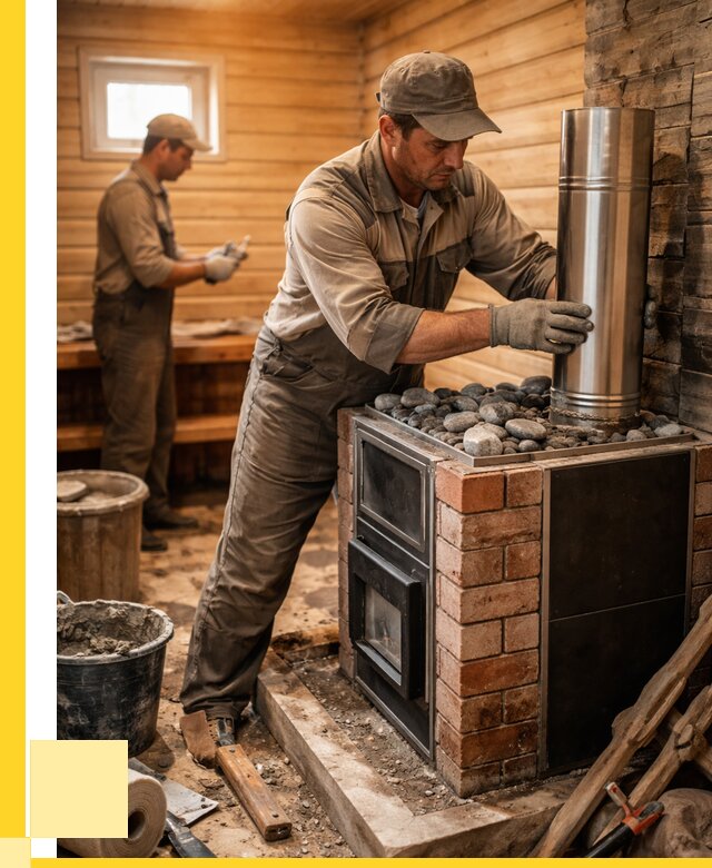 Монтаж печи в бане под ключ в Юбилейном от 20606 р. | ЭриданЮбл