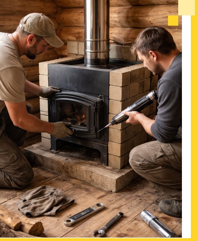 Монтаж и установка печи в бане под ключ с гарантией в Юбилейном