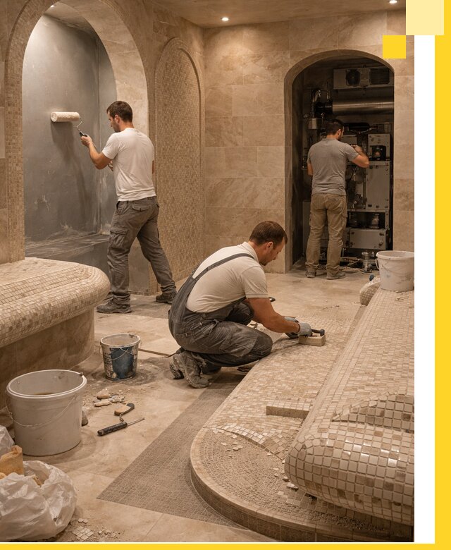 Строительство бани с хамамом и бассейном под ключ в Юбилейном