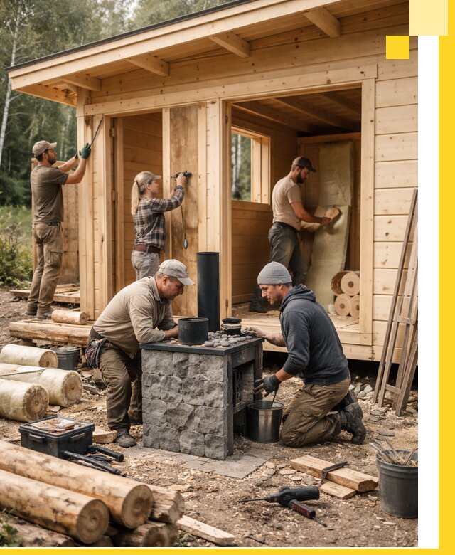 Купить баню под ключ в Юбилейном строительство монтаж отделка