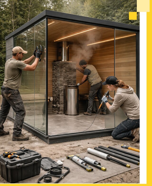 Проектирование и строительство стеклянных бань в Юбилейном