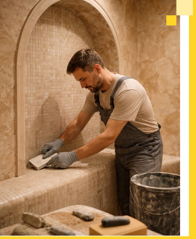 Профессиональная отделка хамамов с мозаикой под ключ в Юбилейном