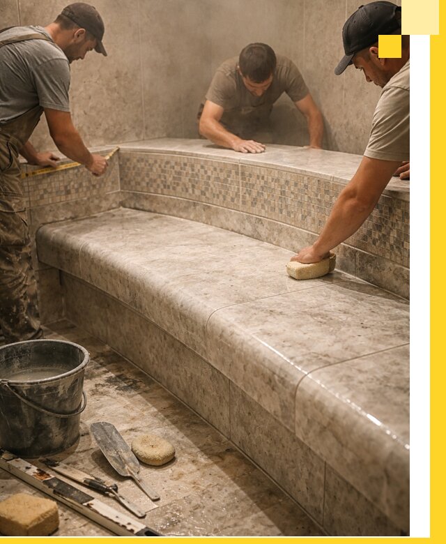 Изготовление и установка сидений для хамама в Юбилейном