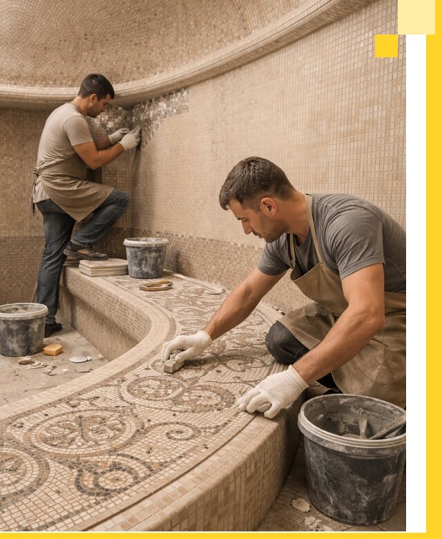 Плитка для хамама в Юбилейном, укладка, подбор и поставка